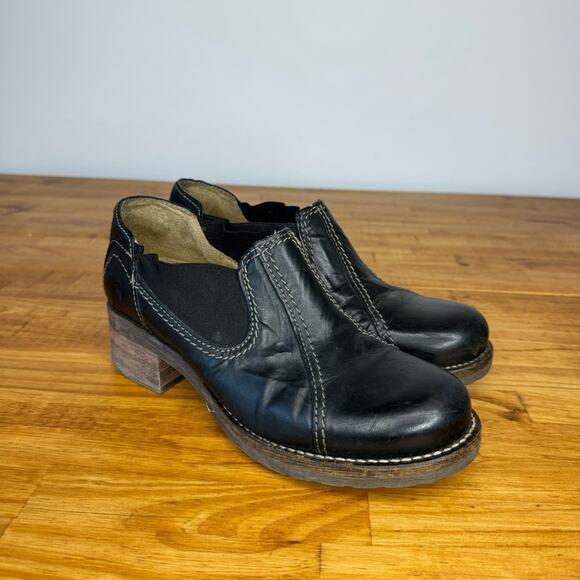 Dromedaris Kai Black Leather Chelsea Short Heeled Boots Size 38 - Picture 1 of 6